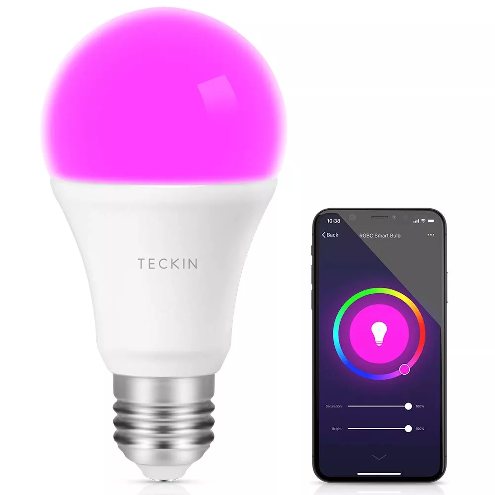 Lampdina Smart LED Multicolore Dimmerabile, TECKIN E27