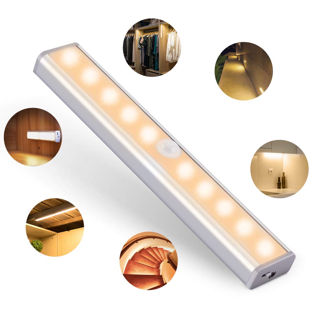 4 Luci LED Con Sensore Di Movimento Per Armadio - Illuminazione Wireless Touch, Adesive, Facili Da Installare