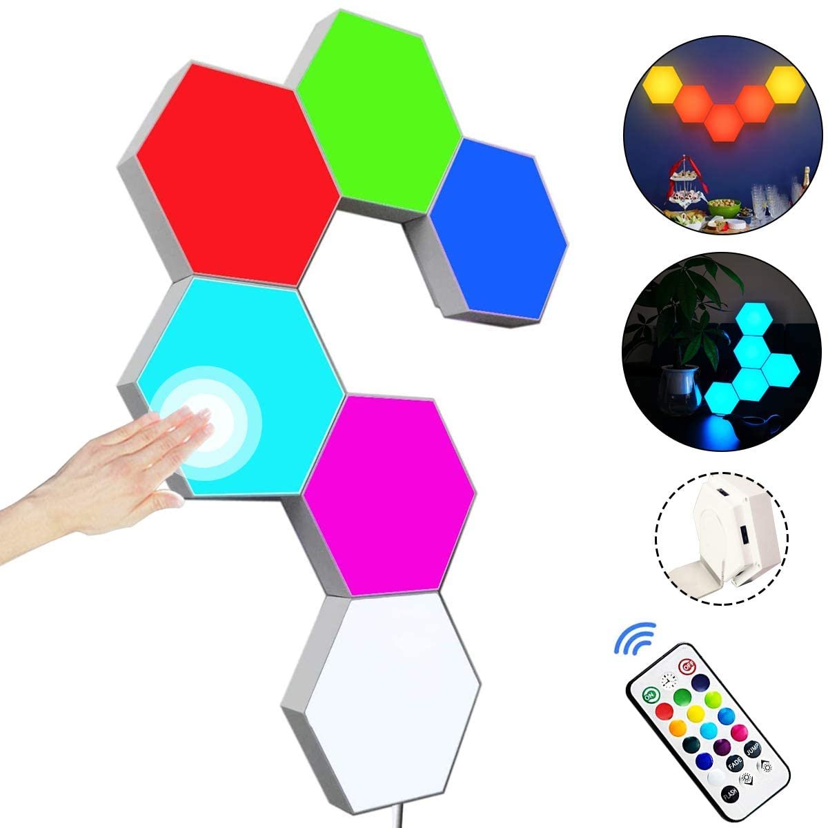Pannelli LED Gaming RGBIC, Applique LED Da Parete Casa Smart Funziona Con Alexa E Google Assistant, Lampada Gaming LED Esagonali Da Muro Controllo Vocale E App, Sincronizza Con La Musica,10 Pannelli