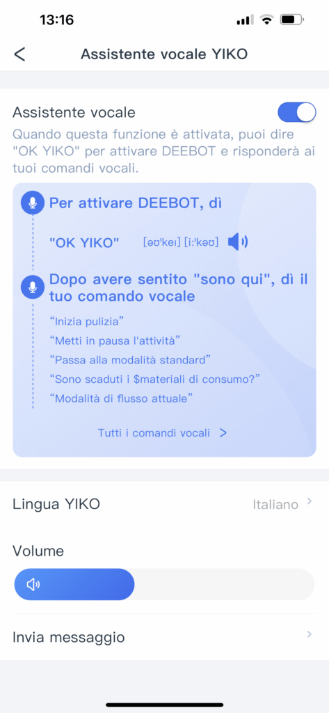 app Ecovacs Deebot T10 Turbo - assistente vocale
