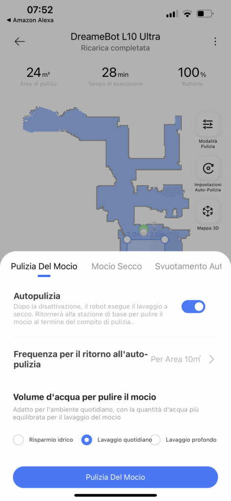 app dreamehome per dreame l10 ultra - pulizia