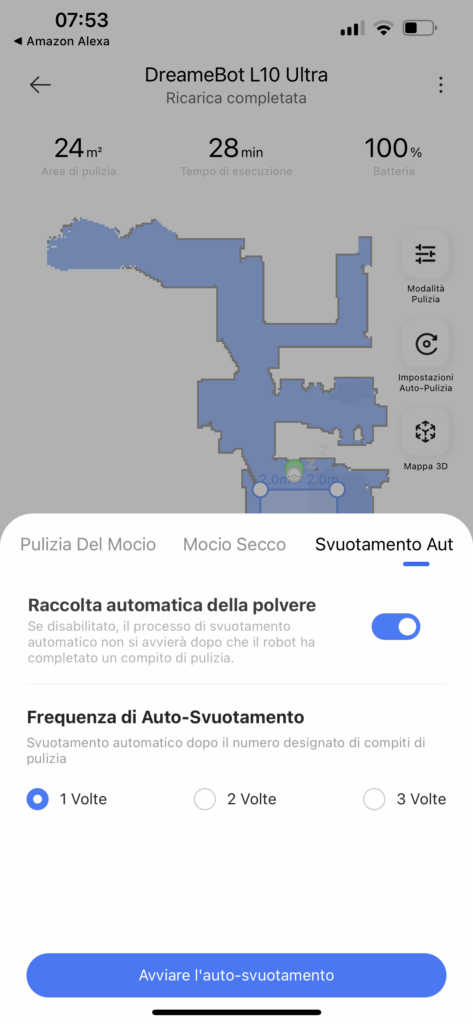 app dreamehome per dreame l10 ultra - svuotamento automatico