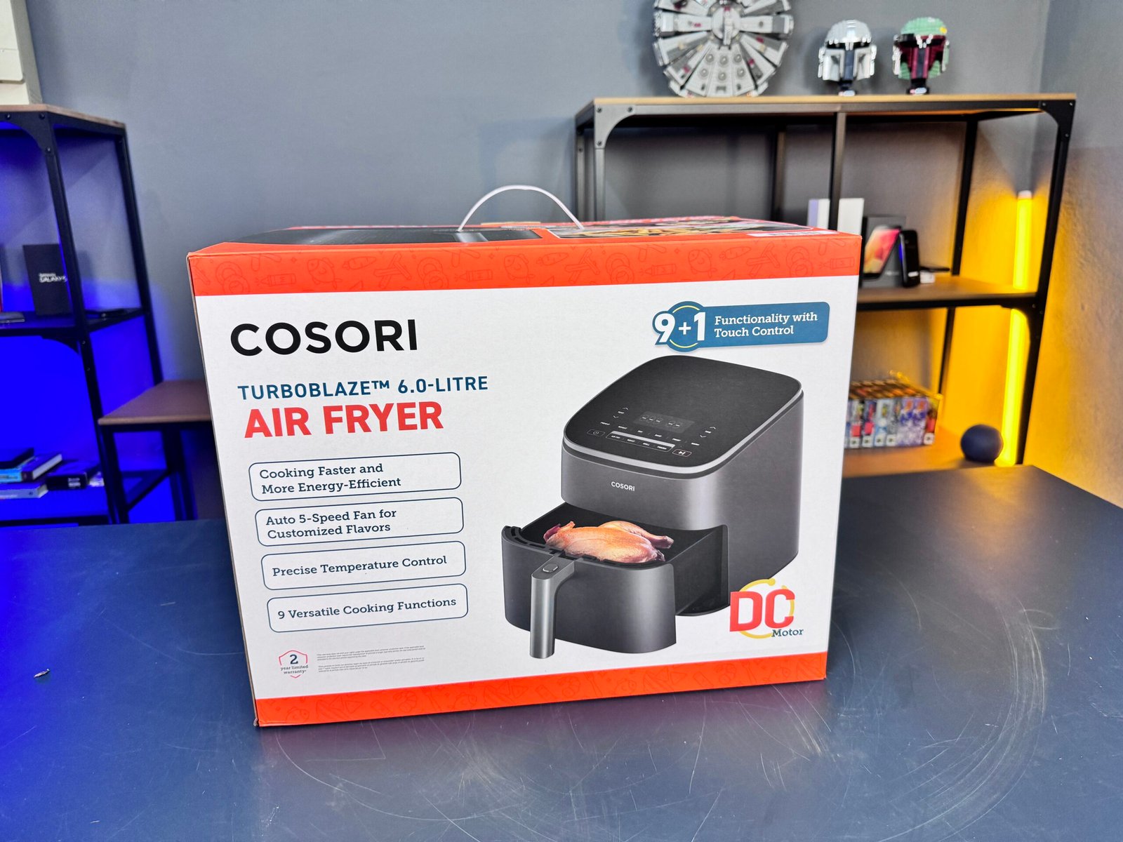 COSORI Turbo Blaze Friggitrice Ad Aria 6L Con 6 Accessori Inclusi – Ventola A 5 Velocità, 9 Funzioni, Da 30°C A 230°C