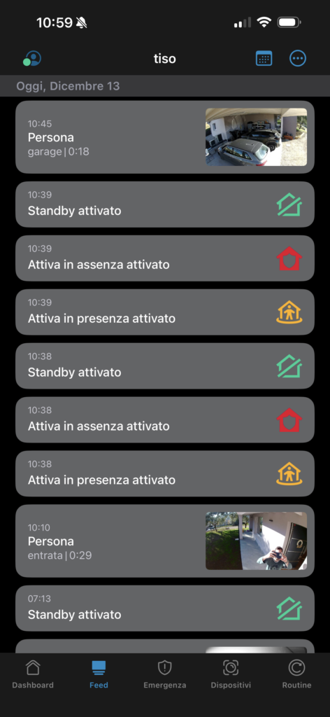 app arlo - storico