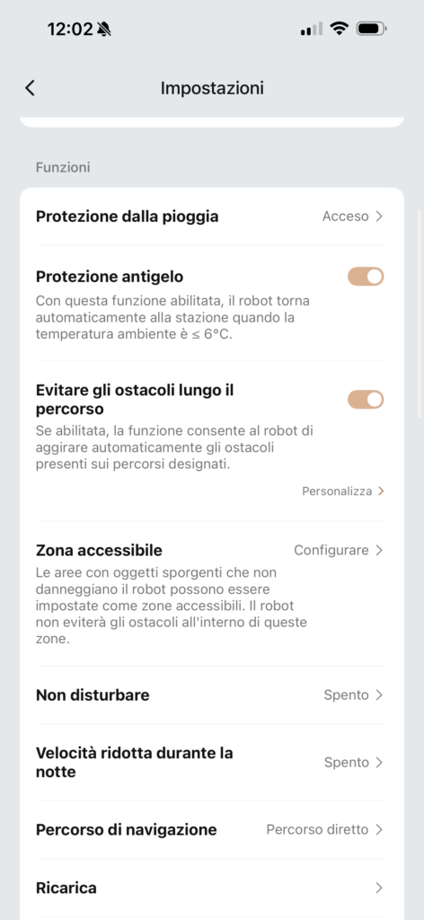app MOVA LiDAX Ultra - impostazioni avanzate